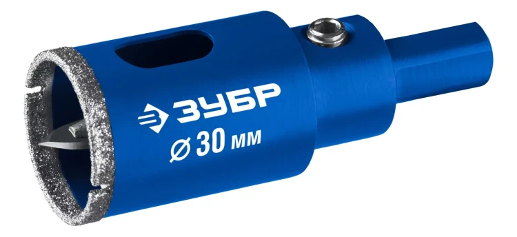 ЗУБР АГК d 30 мм (центр. сверло, трехгр. хвост, Р60), Алмазная коронка, Профессионал (29850-30) купить в Новом Уренгое