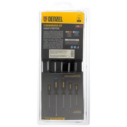 Набор отверток, 5 пр., CrV, трехкомпонентная рукоятка Denzel 12215 купить в Новом Уренгое