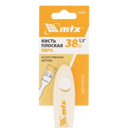 Кисть плоская для лаков &quot;Евро&quot; 1.5&quot;, искусственная щетина, деревянная ручка MTX 83086 купить в Новом Уренгое