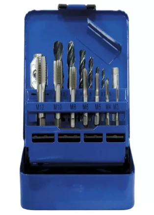 Набор сверл (2,5-10,2) метчиков (М3-М12) 15 предметов СИБРТЕХ 77305 купить в Новом Уренгое