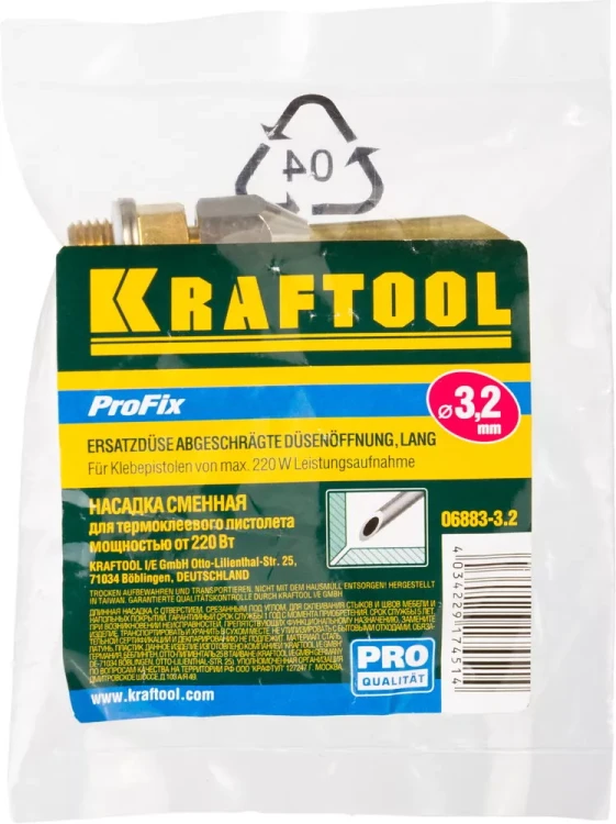 Насадка сменная KRAFTOOL "PRO" для клеевых (термоклеящих) пистолетов, для склеив стыков, швов мебели и напол покрытий,d=3,2мм 06883-3.2 купить в Новом Уренгое