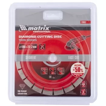 Диск алмазный отрезной сегментный ф180х22,2мм тонкий сухое резание MATRIX Professional 730647 купить в Новом Уренгое