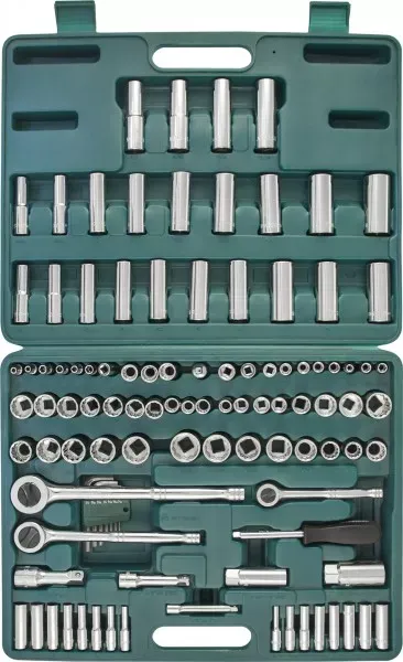 Набор головок торцевых  универсальный 1/2" 1/4" 3/8"DR  5/32-15/16"  4-22мм  ключи угловые 5/64"-1/4"  107предмета  S05Н48107S Jonnesway 48055 купить в Новом Уренгое