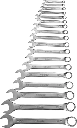 Набор ЗУБР &quot;МАСТЕР&quot;: Ключ гаечный комбинированный, Cr-V сталь, хромированный, 6-32мм, 18шт 27087-H18 купить в Новом Уренгое