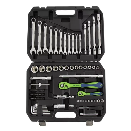 Набор инструментов 89 предметов, CrV 1/2&quot;, 1/4&quot; Сибртех 13529 купить в Новом Уренгое