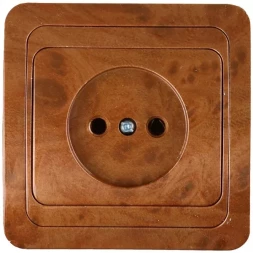 Розетка СВЕТОЗАР "ГАММА" без заземления, одинарная, цвет орех, 16А/~250В SV-54100-N