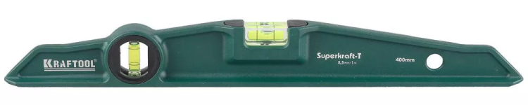 Уровень KRAFTOOL "SUPERKRAFT-T" литой, 2 ампулы, 0,5 мм/м, 400 мм 34717-040 купить в Новом Уренгое