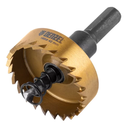 Коронка по металлу HSS, 42 мм, нитридтитановое покрытие Denzel 724114 купить в Новом Уренгое