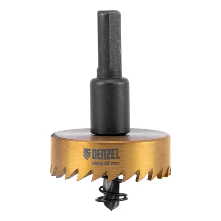 Коронка по металлу HSS, 42 мм, нитридтитановое покрытие Denzel 724114 купить в Новом Уренгое