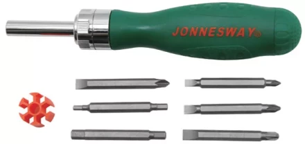 Отвертка трещоточная с набором бит 7 предметов DR0107S  Jonnesway 48818 купить в Новом Уренгое