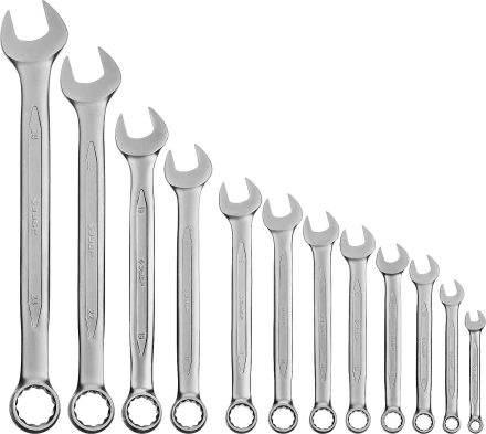 Набор ЗУБР &quot;ПРОФИ&quot;: Ключ гаечный комбинированный, Cr-V сталь, хромированный, 6-24мм, 12шт 27028-H12 купить в Новом Уренгое