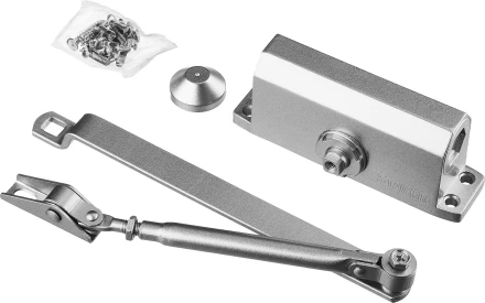 Доводчик дверной STAYER, для дверей массой до 80 кг, цвет серебро 37915-80 купить в Новом Уренгое