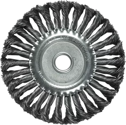 Щетка для УШМ 125 мм, посадка 22,2 мм, плоская, крученая металлическая проволока  MATRIX 74632 купить в Новом Уренгое