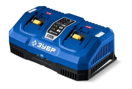 ЗУБР Turbo CHARGE, 20 В, 2 порта, 2 х 9 А, зарядное устройство для LMS АКБ, ПРОФЕССИОНАЛ (TC-20-2) купить в Новом Уренгое