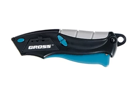 Нож ремонтно-монтажный мини трехкомпонентная рукоятка авто выброс/возврат лезвия 100мм + 2 з.л GROSS 78873 купить в Новом Уренгое