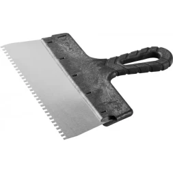 Шпатель ЗУБР "МАСТЕР" ФАСАДНЫЙ, нержавеющее полотно, 250мм, зуб 4х4мм 10078-25-04