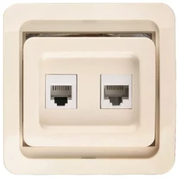 Розетка СВЕТОЗАР "ГАММА" комбинированная, телефонная + компьютерная, цвет бежевый SV-54119-B