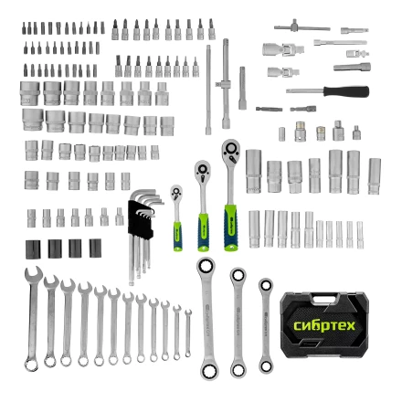 Набор инструментов Сибртех 14172, 1/2&quot;, 3/8&quot;, 1/4&quot;, пластиковый кейс 160 предм. купить в Новом Уренгое