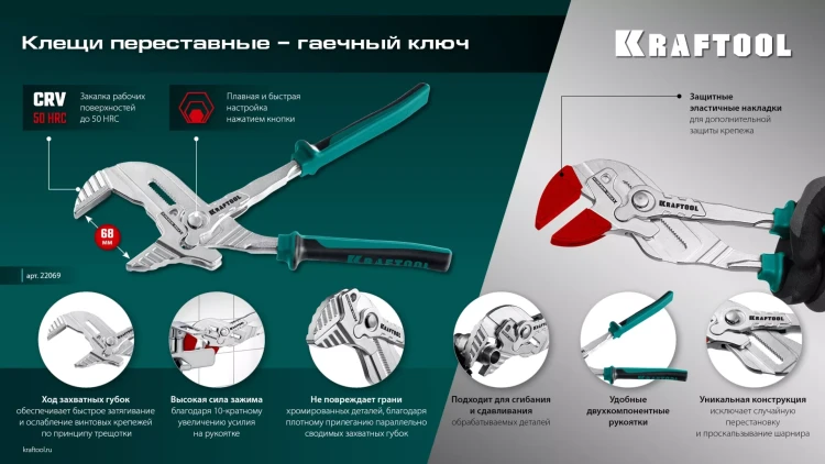 Сменные защитные накладки на губки KRAFTOOL 22069-S3 купить в Новом Уренгое