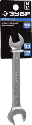 Ключ ЗУБР &quot;ПРОФИ&quot; гаечный рожковый, Cr-V сталь, хромированный, 14х17мм 27027-14-17 купить в Новом Уренгое