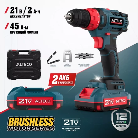 Бесщеточная аккумуляторная дрель-шуруповерт ALTECO CD 21-45 BL X2 73510 купить в Новом Уренгое