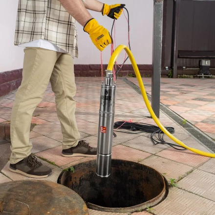 Скважинный насос Denzel DWS-3,5-100, винтовой, диаметр 3,5&quot;, 800 Вт, 1700 л/ч, напор 100 м 97251 купить в Новом Уренгое