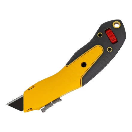 Нож Denzel, 19мм, сменное трапециевидное  лезвие, SK4, алюминиевый корпус, торцевой зажим купить в Новом Уренгое