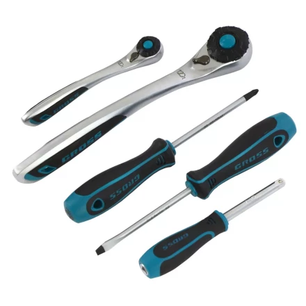 Набор инструментов 78 предметов , 120 зубьев, CrV, 1/4&quot;, 1/2&quot; Gross 14148 купить в Новом Уренгое