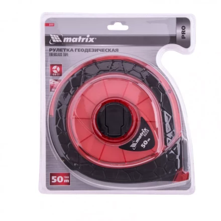 Рулетка геодезическая 50 м х 15 мм закрытый корпус фибергласовая лента двусторонняя шкала Pro Matrix 31272 купить в Новом Уренгое