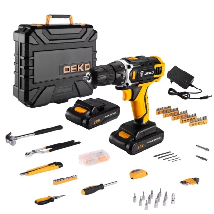 Дрель аккумуляторная DEKO DKCD20FU-Li, 063-4135 + набор 195 аксессуаров купить в Новом Уренгое