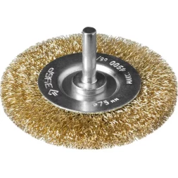 ЗУБР "ПРОФЕССИОНАЛ". Щетка дисковая для дрели, витая латунированная стальная проволока 0,3мм, 75мм 3520-075_z02
