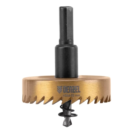 Коронка по металлу HSS, 53 мм, нитридтитановое покрытие Denzel 724117 купить в Новом Уренгое