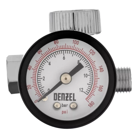 Регулятор давления с манометром для краскораспылителя Denzel K1500, 12 бар, 1/4&quot;, 57001 купить в Новом Уренгое