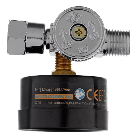 Регулятор давления с манометром для краскораспылителя Denzel K1500, 12 бар, 1/4&quot;, 57001 купить в Новом Уренгое