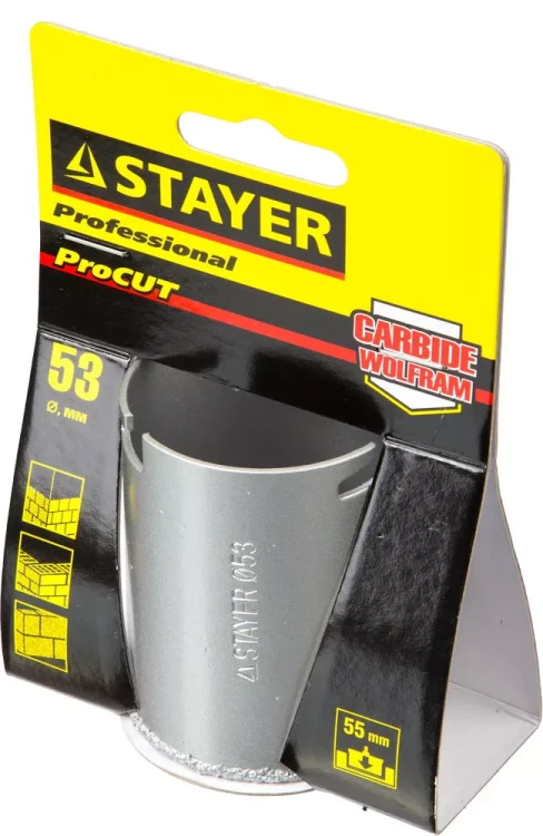 Коронка STAYER "PROFESSIONAL" кольцевая с карбидно-вольфрамовой крошкой, d=53мм 33345-53 купить в Новом Уренгое