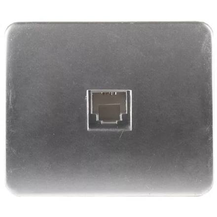 Розетка СВЕТОЗАР &quot;ГАММА&quot; телефонная, одинарная, без вставки и рамки, цвет светло-серый металлик SV-54117-SM купить в Новом Уренгое