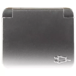 Розетка СВЕТОЗАР "ГАММА" с заземлением, одинарная с крышкой, без вставки и рамки, цвет светло-серый металлик, 16А/~250В SV-54110-SM