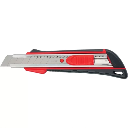 Нож 18мм, выдвижное лезвие, металлическая направляющая, эргономичная двухкомпонентная рукоятка MATRIX 78933 купить в Новом Уренгое