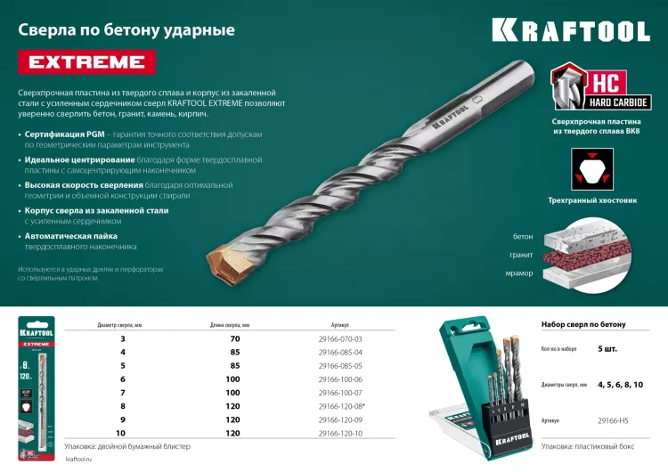 Сверла по бетону EXTREME 29166-120-09 купить в Новом Уренгое
