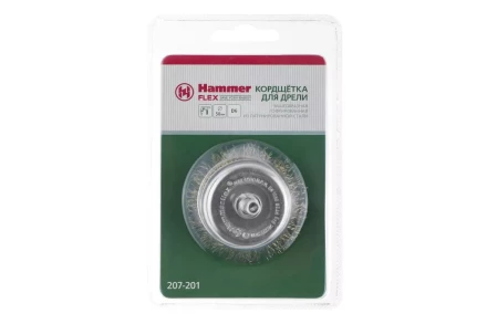 Кордщетка HAMMER чаша 50мм для дрели гофрированная латунированная сталь (207-201) купить в Новом Уренгое