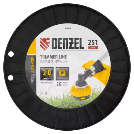 Леска для триммера двухкомпонентная квадрат, 2,0мм х 251м, на DIN катушке EXTRA CORD// Denzel 96844 купить в Новом Уренгое