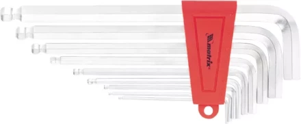 Набор ключей шестигранных имбусовых HEX, 1,5–10 мм, CrV,  9 шт., экстра-длин, c шаром, сатин  MATRIX 16410 купить в Новом Уренгое