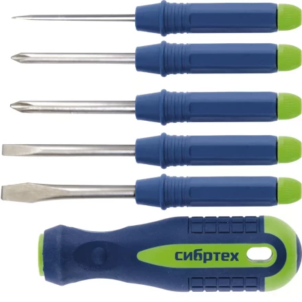 Отвертка со сменными насадками 5 штук CrV Сибртех артикул 13384 купить в Новом Уренгое