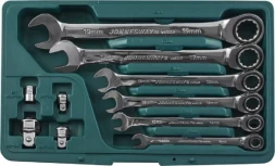 Набор ключей комбинированных трещеточных  8-19мм  адаптеры 10предметов Jonnesway W45110S 48879