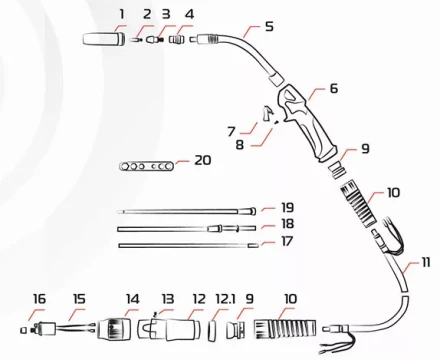 Гусак к горелке MIG 36KD MF0034 Ref Aurora купить в Новом Уренгое