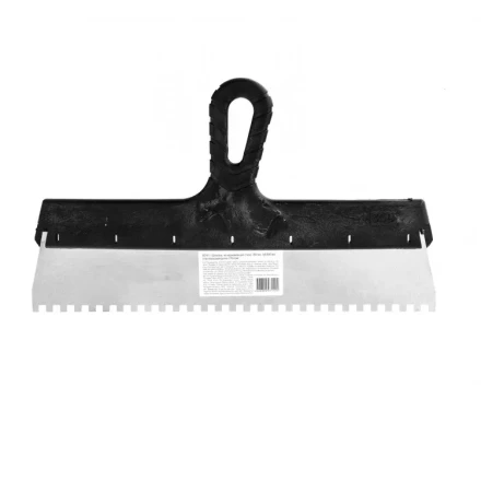 Шпатель  из нержавеющей стали 350 мм зуб 6 х 6 мм пластмассовая ручка 85141 купить в Новом Уренгое