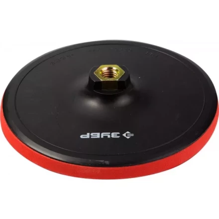 Тарелка опорная ЗУБР &quot;МАСТЕР&quot; пластиковая для УШМ под круг на липучке, мягкая полиуретановая прокладка, d 180 мм, М14 35782-180 купить в Новом Уренгое