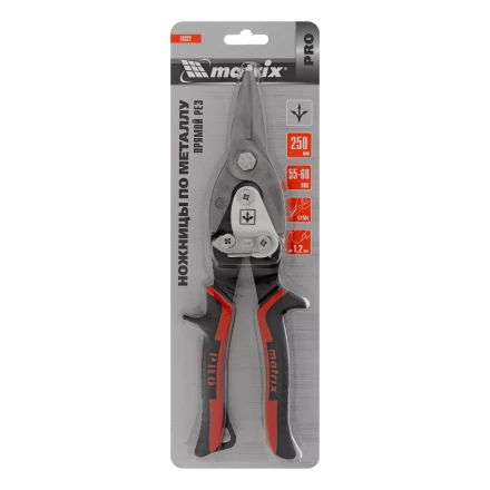 Ножницы по металлу Matrix, 250 мм, прямой рез, сталь CRMO, двухкомпонентные рукоятки, PRO 78322 купить в Новом Уренгое
