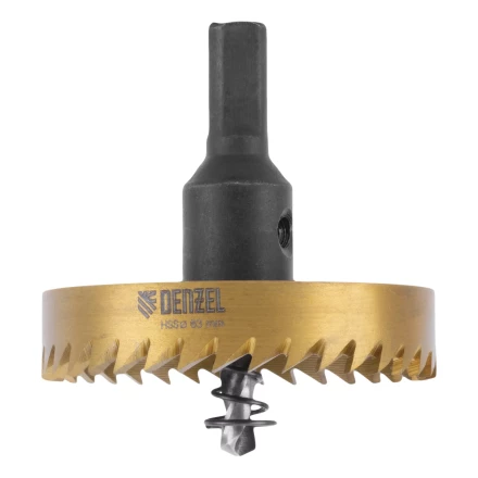 Коронка по металлу HSS, 63 мм, нитридтитановое покрытие Denzel 724120 купить в Новом Уренгое