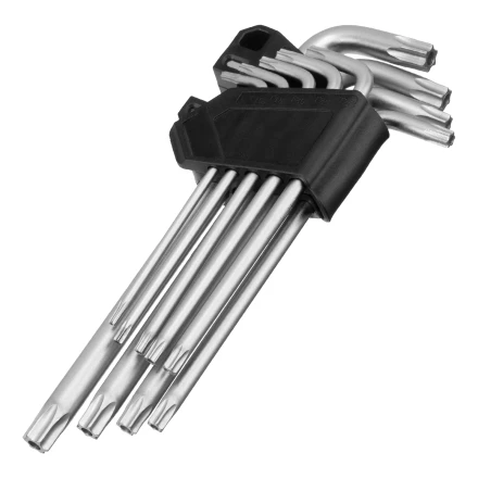 Набор ключей имбусовых Torx-Tempered, TT10-50, CrV, 9 шт., удлиненные Сибртех 123717 купить в Новом Уренгое